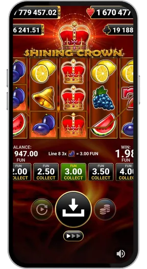 Crown wild symbol expanding to cover the full reel in Shining Crown